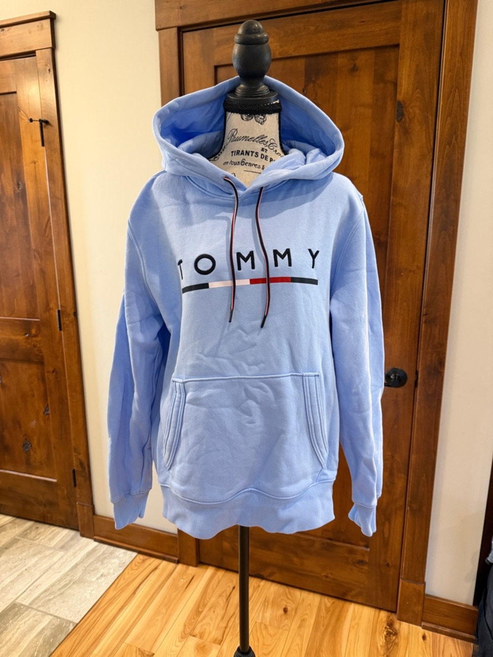 Tommy Hilfiger Light Blue Hoodie with Logo Stripe